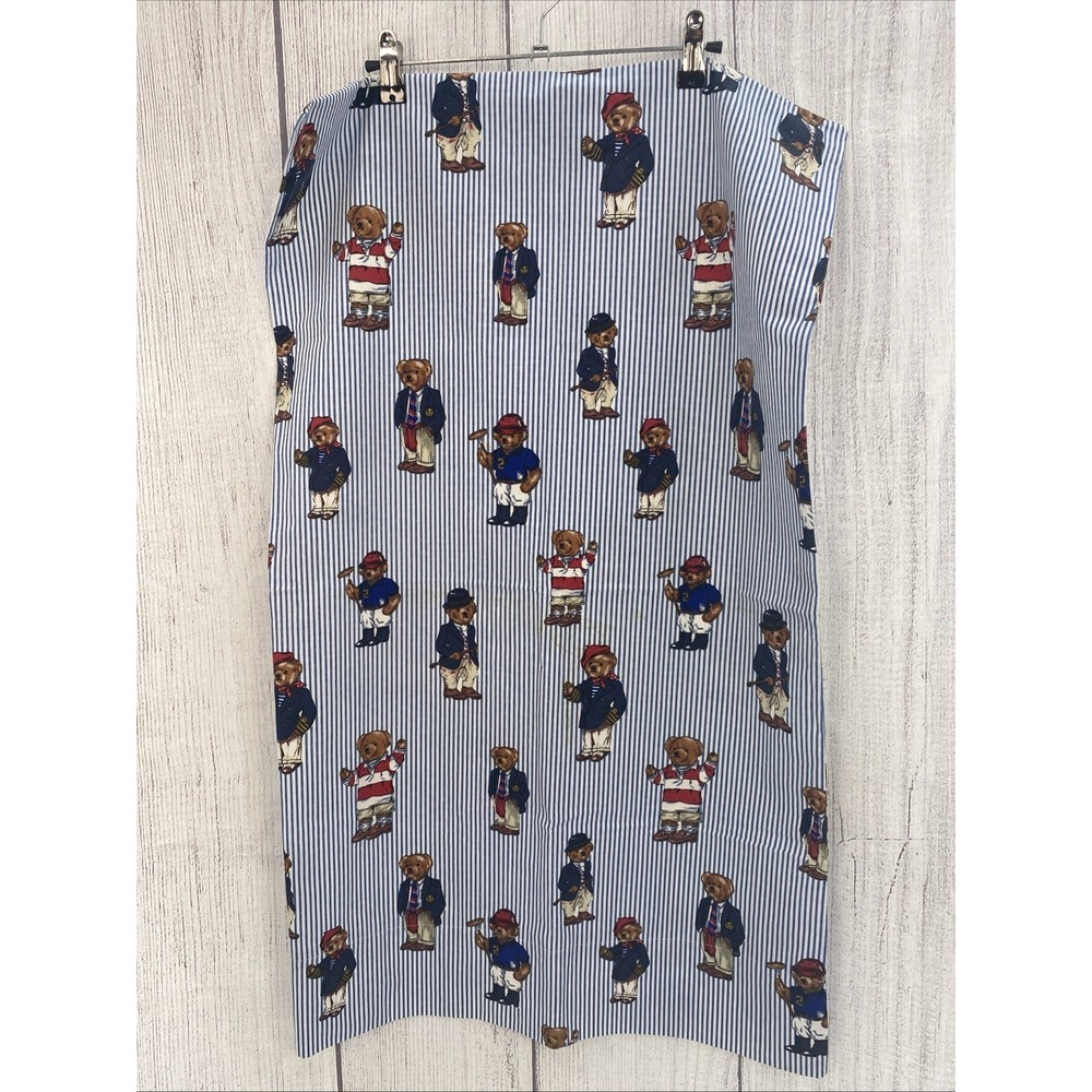 Polo Ralph Lauren Pillowcase Standard Vintage Teddy Bear Blue Stripe USA 90s